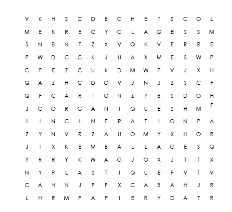 Waste-themed crossword puzzle